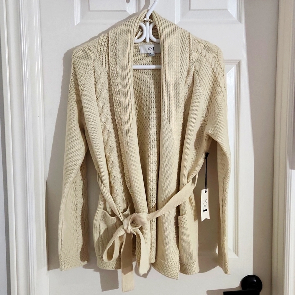 Beige Belted Cardigan - US S